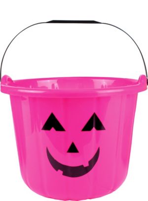 Pink Jack-o'-Lantern Treat Bucket 8in x 7in - Party City