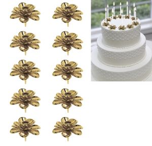 Gold Flower Candle Holder Cake Toppers 10ct - Party City