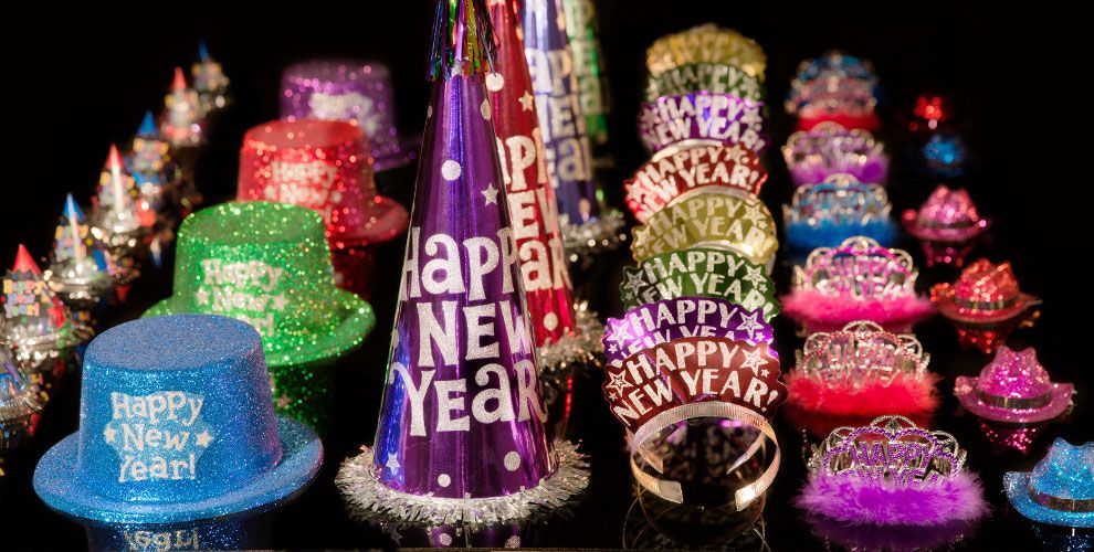 Black, Gold & Silver New Year's Hats and Tiaras Party City