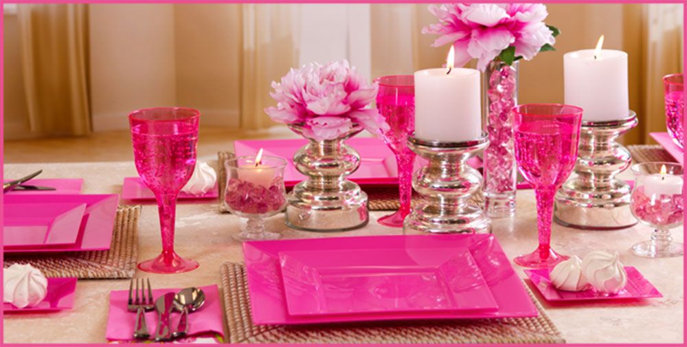 Bright Pink Premium Tableware Party City