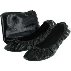 black shiny flats