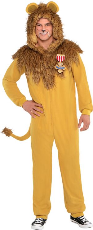 Adult Zipster Cowardly Lion One Piece Costume The Wizard Of Oz Party City 8342