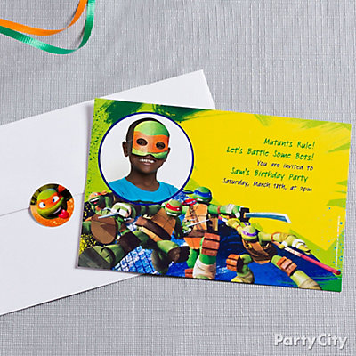 ninja turtles teenage mutant invite birthday turtle tmnt custom idea invitations fellow ninjas treats cake pizza partycity