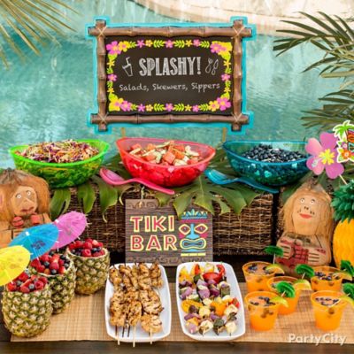 tiki-buffet-table-idea-luau-food-ideas-luau-party-ideas-theme