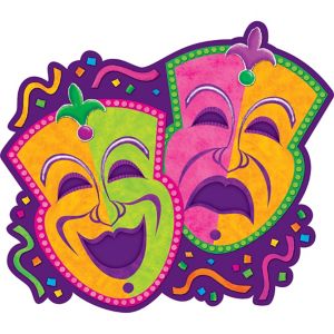 Comedy & Tragedy Mardi Gras Cutout 15in - Party City