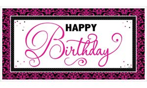 Giant Black & Pink Birthday Banner 65in - Party City