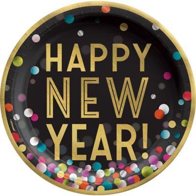 New Years Eve Paper Plates 8 ct   8 3/4" Plates  MIDNIGHT CELEBRATION 