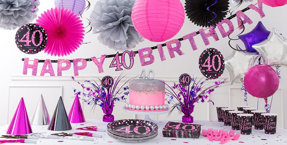 Pink Sparkling Celebration 40th  Birthday  Party  Supplies  