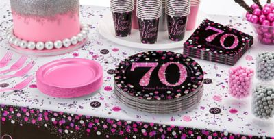 Pink sparkling celebration 70th birthday party supplies party city