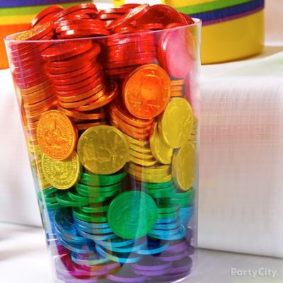 Rainbow Chocolate Coins Display Idea - Rainbow Candy Buffet Ideas - St ...