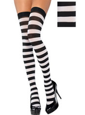 Adult Black and White Thigh-High Stockings - Party City