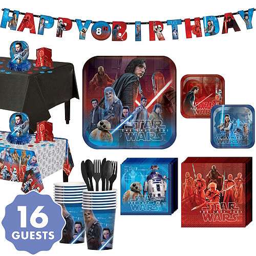 star wars 8 the last jedi super party kit for 16 guests - fortnite wrapping paper party city