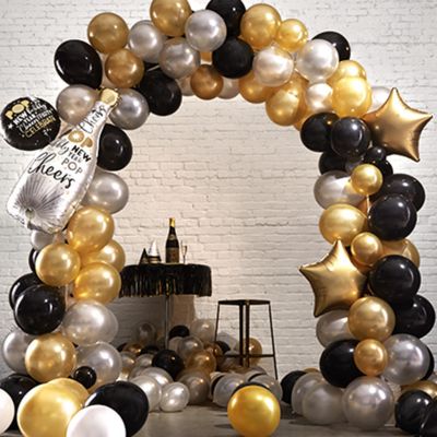 6 Hanging Swirls 50th Birthday Decorations 6 Paper Garland Black Gold Anniversary Party Decorations Kit for Men and Women Number 50 Gold Balloon,15 Balloons Cheers to 50 Years Banner Cake Topper