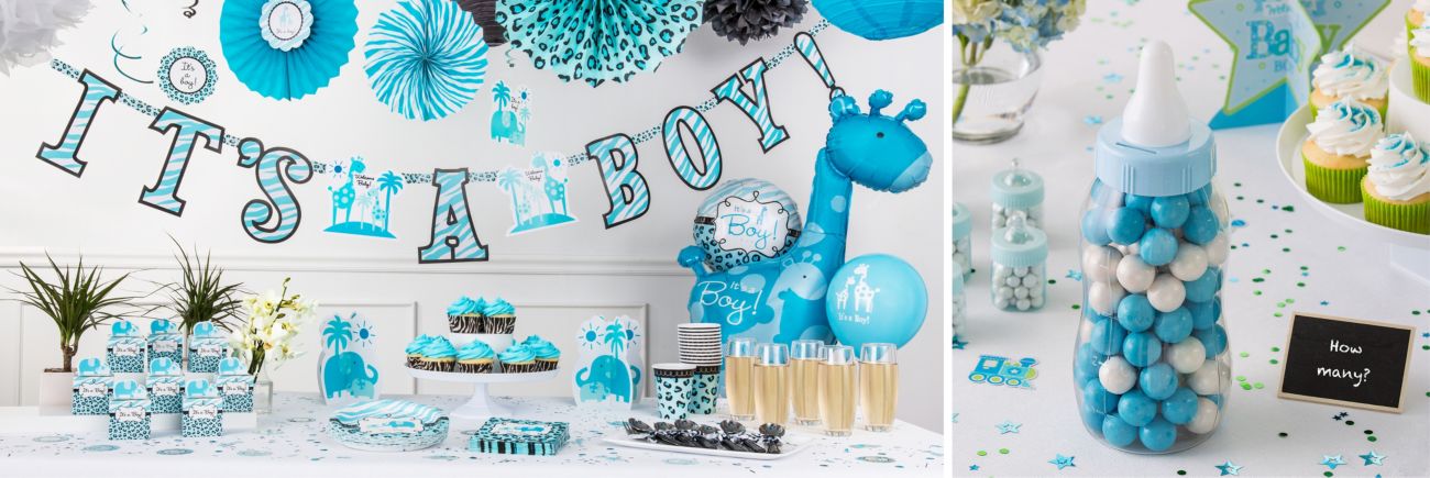 Blue Safari Boy S Baby Shower Ideas Party City