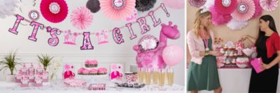 pink safari baby shower centerpiece