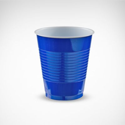 blue plastic goblets