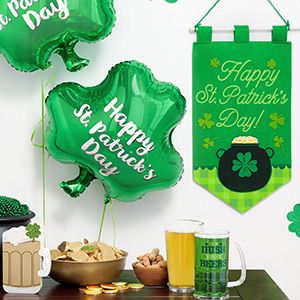 Patricks Day St St Leprechaun in a Pot O Gold with Loose Coins and Clovers-Bundle of 2 Patricks Day Gel Window Clings